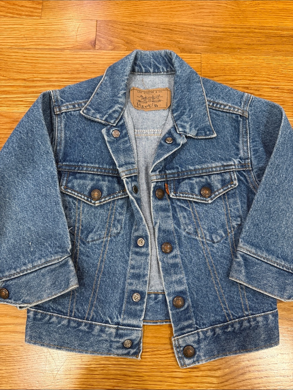 Vintage Levi's Kids Dark Blue Denim Jean Jacket- Made in the USA